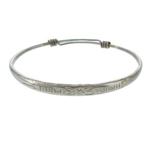 Vintage Sterling Silver 925 Etched Floral Adjustable Bracelet 8.25"